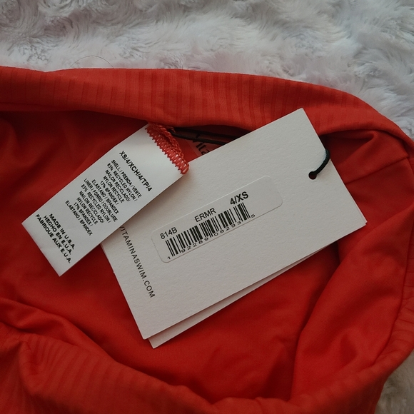 Vitamin A Eco Ribbed Bikini Bottoms Red - Picture 6 of 8